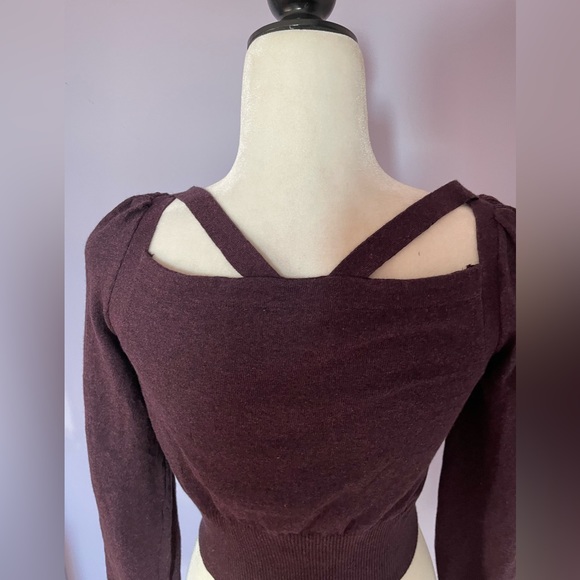 Anthropologie Moth Purple Cropped Sweater - Picture 3 of 5